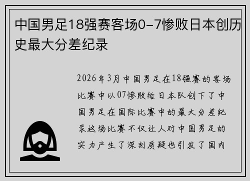 中国男足18强赛客场0-7惨败日本创历史最大分差纪录 中国男足18强赛客场0-7惨败日本创历史最大分差纪录
